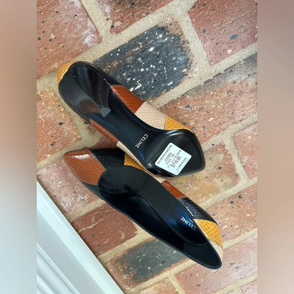 Celine Triangle Heel wide-striped water snakeskin high heels NWT - Picture 6 of 6